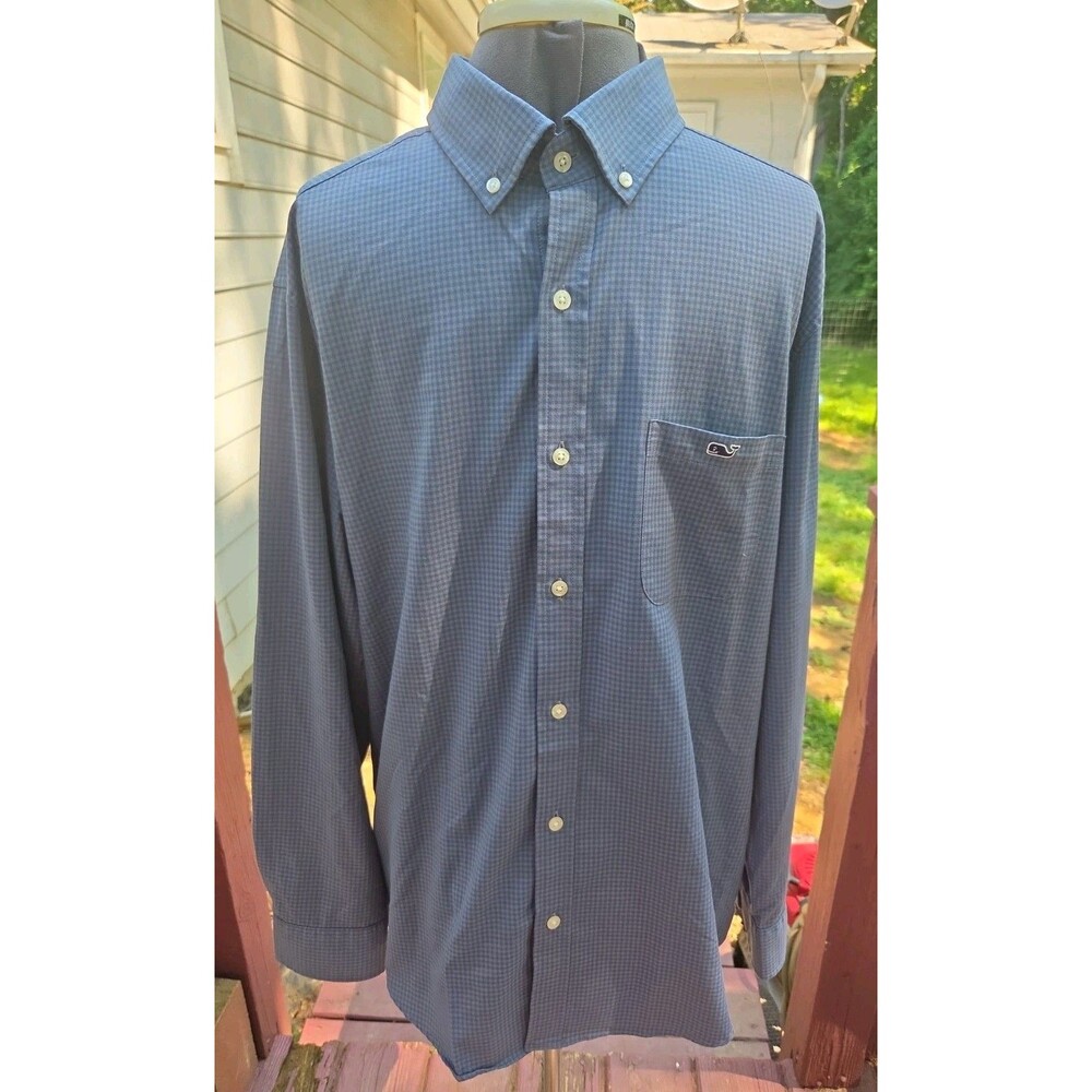 Vineyard Vines Tucker Shirt Classic Fit Mens Large Gray Blue Gingham Check NEW